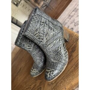 Freebird Nelle Snake Leather Studded Ankle Boots Sz 7 GUC